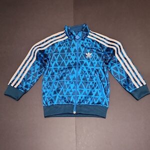 Adidas Kids Blue Triangle Pattern Jacket Size 5-6